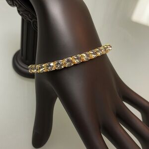 Minimalist Italian Diamante Smoked Grey Crystal Stretch Tennis Bracelet